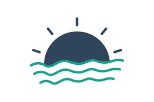 Sunset icon. solid icon style. icon related to time and date. time elements illustration vector