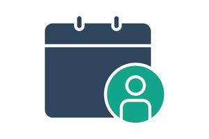 Appointment icon. solid icon style. calendar with people. icon related to time and date. time elements illustration vector
