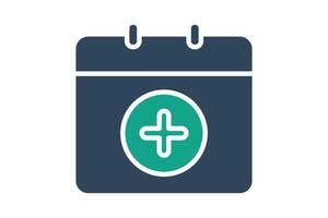 Add calendar icon. solid icon style. icon related to time and date. time elements illustration vector