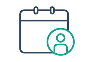 Appointment icon. line icon style. calendar with people. icon related to time and date. time elements illustration vector
