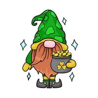 Gnome with coins in Saint Patrick day. vector