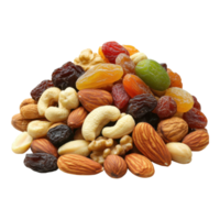 Delicious Mixed Nuts and Dried Fruits on transparent background. png
