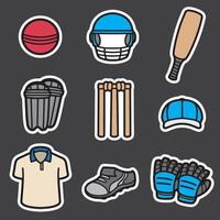 set of cricket equipment good for sticker, element design, icon, badge, etc vector