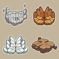set of rock and stone good for sticker, element design, base character, base game fantasy, background vector