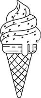 Illustration of a outline black ice cream. Black white illustration of a ice cream vector