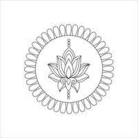 Circular mandala pattern with Lotus flower for Henna vector