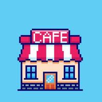 Pixel art Cafe Building game asset design vector