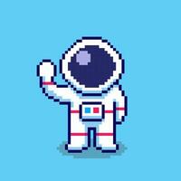 Pixel art Astronaut Character Saying Hello game asset design vector