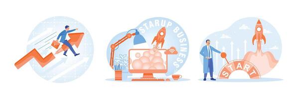 Startup business growth and innovation illustrated in dynamic design. vector