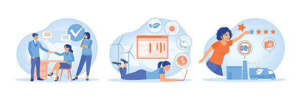 Conceptual illustrations of business, sustainability, and rating systems. vector