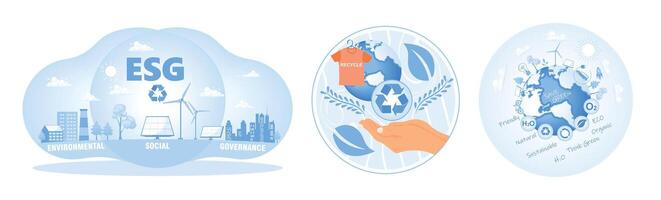 Sustainable development concept illustrating ESG principles and environmental empowerment. vector