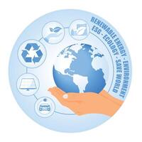 Sustainable energy concept with renewable resource technology to reduce pollution. vector