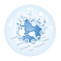 Environmentally friendly illustration with sustainable development and green energy. vector