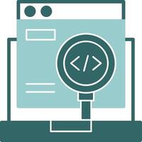 Code Testing Glyph Green and Blue Icon Design vector