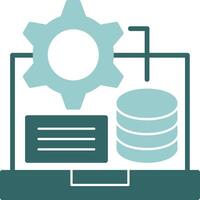 Database Glyph Green and Blue Icon Design vector