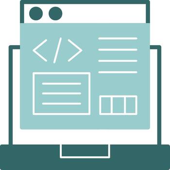 código refactorización glifo verde y azul icono diseño vector