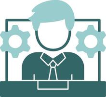Collaboration Glyph Green and Blue Icon Design vector