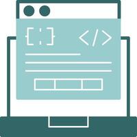 Code Processor Glyph Green and Blue Icon Design vector
