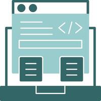 Code Framework Glyph Green and Blue Icon Design vector