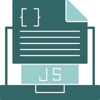 Javascript File Glyph Green and Blue Icon Design vector