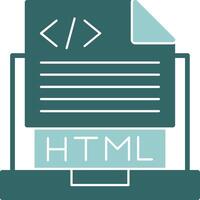 Html File Glyph Green and Blue Icon Design vector