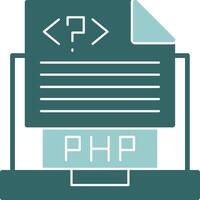 Php File Glyph Green and Blue Icon Design vector