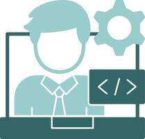 Programmer Glyph Green and Blue Icon Design vector