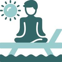 Beach yoga Two Color Icon Design vector