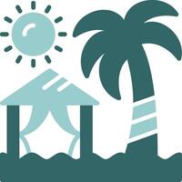 Beach camping Two Color Icon Design vector
