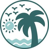 Beach painting Two Color Icon Design vector