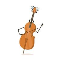 Funny Cello String Musical Instrument Cartoon Character Illustration vector