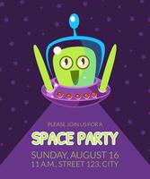 Space Party Banner Template with Cute Alien, Design Element Can Be Used For Birthday Invitation Card, Poster, Banner, Booklet, Brochure, Flyer Illustration vector