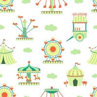 Amusement Park Seamless Pattern, Carnival Funfair Design Element Can Be Used for Wallpaper, Packaging, Background Illustration vector