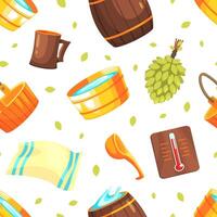 Bathhouse Seamless Pattern, Sauna Equipment Design Element Can Be Used for Wallpaper, Packaging, Background Illustration vector
