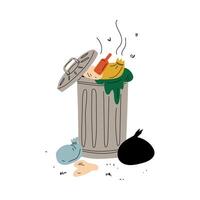 Dumpster Full of Decaying Rubbish, Waste Processing and Utilization, Ecological Problem Illustration vector