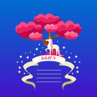 Beautiful Unicorn Card Template with Place for Text, Happy Birthday Invitation, Banner, Poster, Notebook, Brochure, Kids Party Design Element Illustration vector