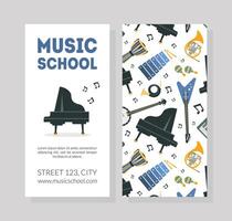 Music School Business Card Template with Musical Instruments and Space For Text Illustration vector