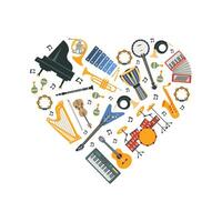 Musical Instruments Seamless Pattern of Heart Shape Illustration vector