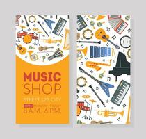 Music Shop Business Card Template with Musical Instruments and Space For Text Illustration vector