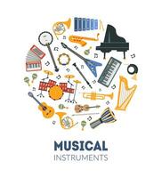 Musical Instruments Banner Template with Seamless Pattern of Round Shape Illustration vector