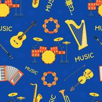 Musical instruments Seamless Pattern, Design Element Can Be Used for Textile, Wallpaper, Packaging, Background Illustration vector