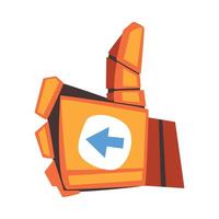 Robot Hand Showing Thumbs Up Gesture, Orange Mechanical Palm Gesturing, Artificial Intelligence Illustration vector