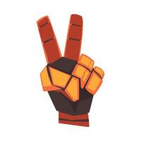 Robot Hand Showing Victory Sign Gesture, Orange Mechanical Palm Gesturing, Artificial Intelligence Illustration vector