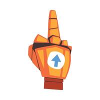 Robot Hand Showing Middle Finger Up Hand Flipping Off Gesture, Orange Mechanical Palm Gesturing, Artificial Intelligence Illustration vector