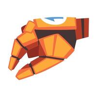 Picking Robot Hand Gesture, Orange Mechanical Palm, Artificial Intelligence Illustration vector