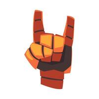 Robot Hand Showing Rock Sign, Orange Mechanical Palm Gesturing, Artificial Intelligence Illustration vector