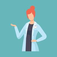 Female Doctor, Professional Medical Worker Character in Lab Coat Illustration vector