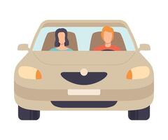 Car with Driver and Passenger, Front View Illustration vector