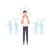 Sad Student Showing Best Test Results, Classmates Bullying and Mocking Him Illustration vector