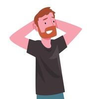 Smiling Bearded Man Standing with Hands Behind His Head Illustration Illustration vector